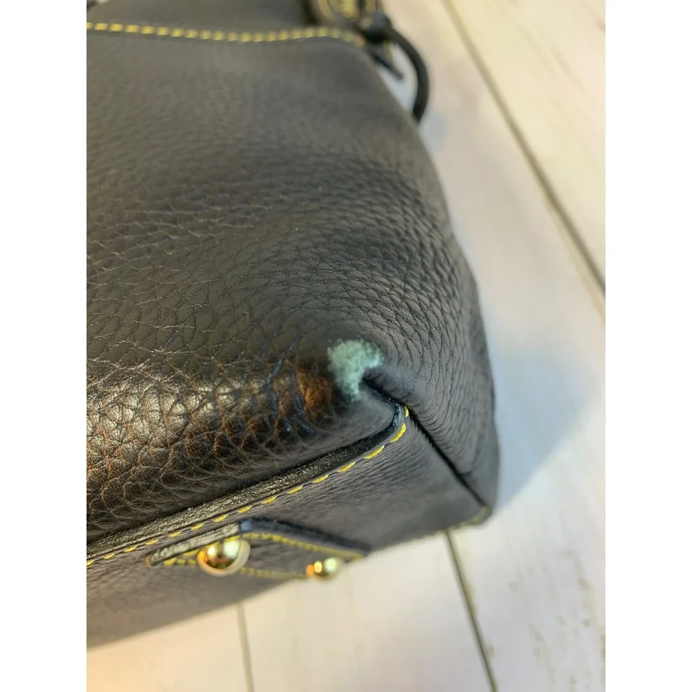 Dooney & Bourke East West Satchel Handbag Black Florentine Pebbled Leather